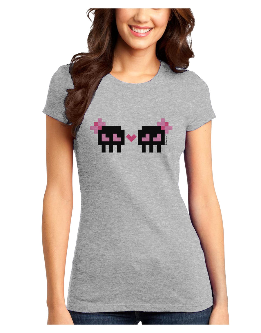 8-Bit Skull Love - Girl and Girl Juniors T-Shirt-Womens Juniors T-Shirt-TooLoud-White-Juniors Fitted X-Small-Davson Sales