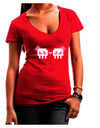 8-Bit Skull Love - Girl and Girl Juniors V-Neck Dark T-Shirt-Womens V-Neck T-Shirts-TooLoud-Red-Juniors Fitted Small-Davson Sales