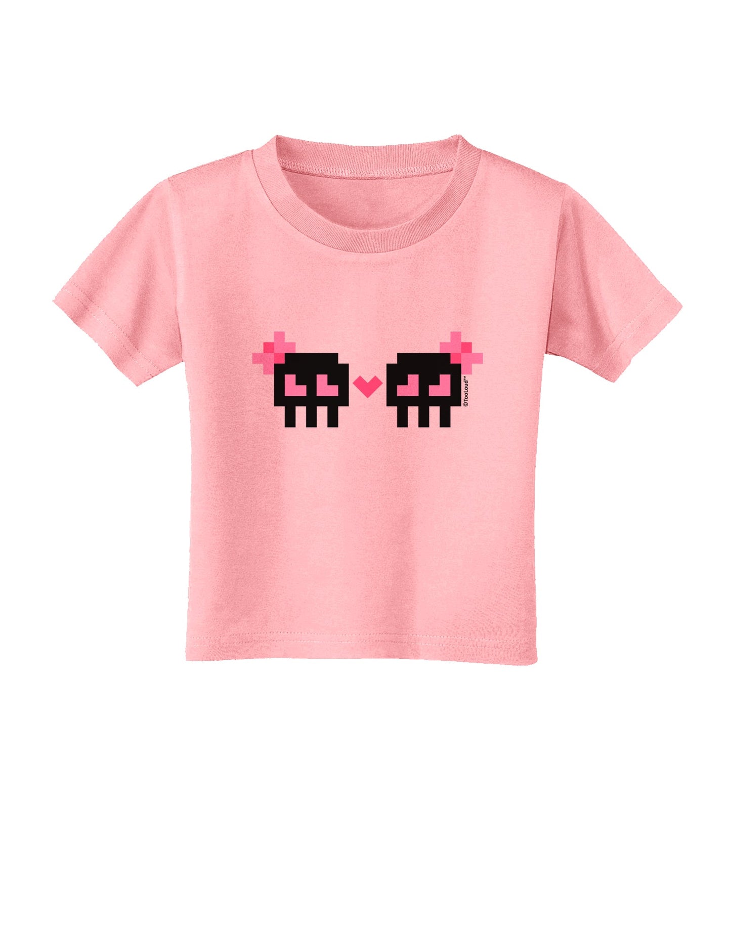 8-Bit Skull Love - Girl and Girl Toddler T-Shirt-Toddler T-Shirt-TooLoud-Candy-Pink-2T-Davson Sales