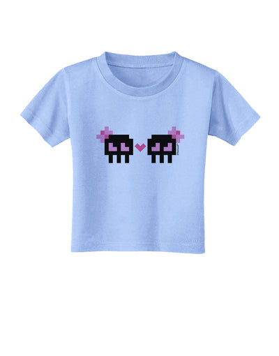8-Bit Skull Love - Girl and Girl Toddler T-Shirt-Toddler T-Shirt-TooLoud-Aquatic-Blue-2T-Davson Sales