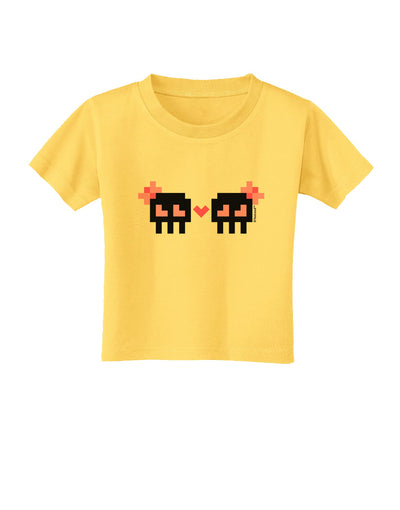 8-Bit Skull Love - Girl and Girl Toddler T-Shirt-Toddler T-Shirt-TooLoud-Yellow-2T-Davson Sales