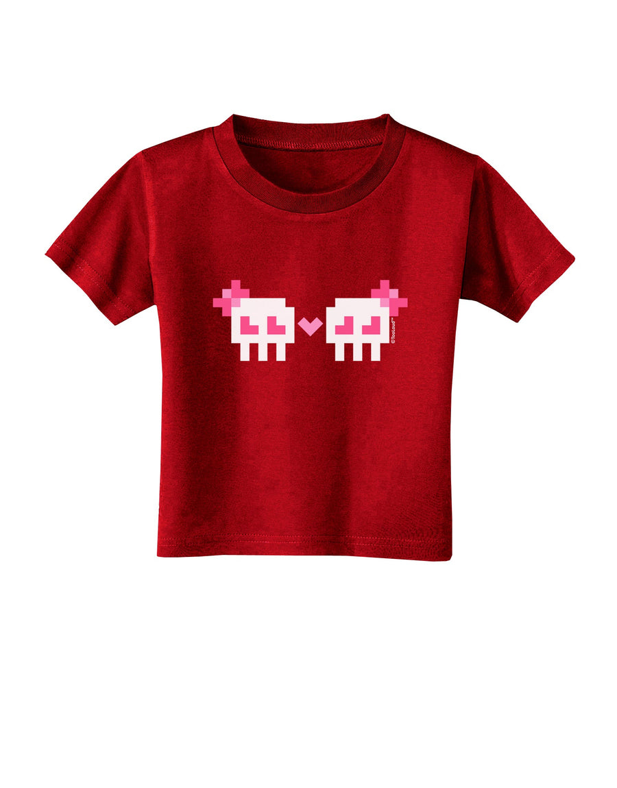 8-Bit Skull Love - Girl and Girl Toddler T-Shirt Dark-Toddler T-Shirt-TooLoud-Black-2T-Davson Sales