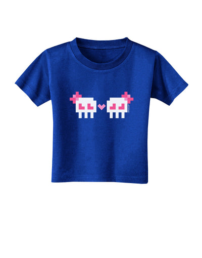 8-Bit Skull Love - Girl and Girl Toddler T-Shirt Dark-Toddler T-Shirt-TooLoud-Royal-Blue-2T-Davson Sales