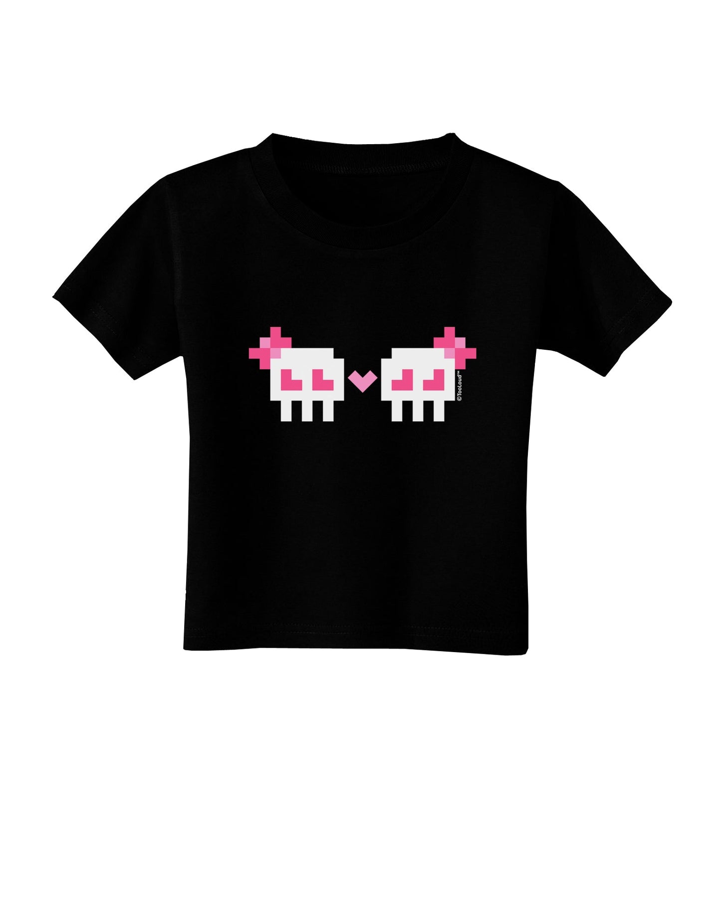 8-Bit Skull Love - Girl and Girl Toddler T-Shirt Dark-Toddler T-Shirt-TooLoud-Black-2T-Davson Sales