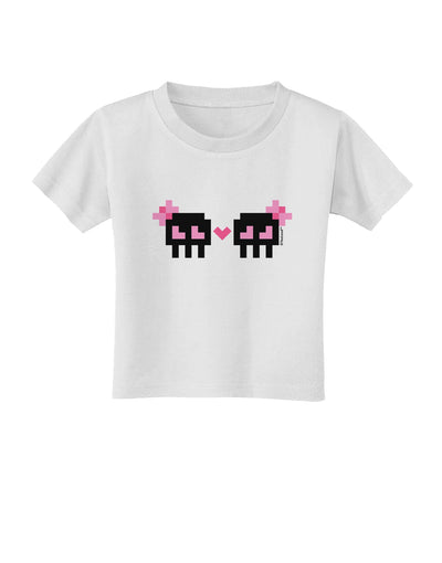 8-Bit Skull Love - Girl and Girl Toddler T-Shirt-Toddler T-Shirt-TooLoud-White-2T-Davson Sales