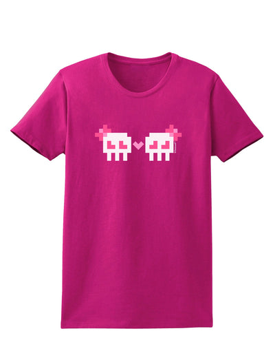 8-Bit Skull Love - Girl and Girl Womens Dark T-Shirt-TooLoud-Hot-Pink-Small-Davson Sales