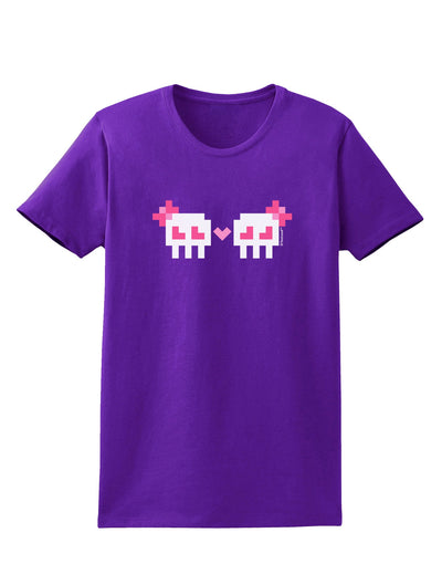 8-Bit Skull Love - Girl and Girl Womens Dark T-Shirt-TooLoud-Purple-X-Small-Davson Sales