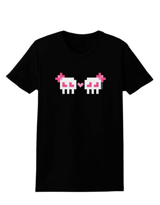 8-Bit Skull Love - Girl and Girl Womens Dark T-Shirt-TooLoud-Black-X-Small-Davson Sales