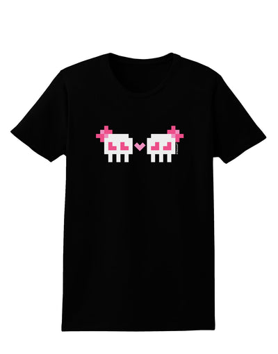 8-Bit Skull Love - Girl and Girl Womens Dark T-Shirt-TooLoud-Black-X-Small-Davson Sales