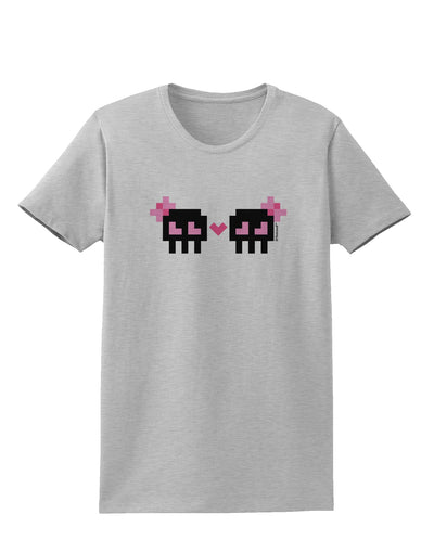 8-Bit Skull Love - Girl and Girl Womens T-Shirt-Womens T-Shirt-TooLoud-AshGray-X-Small-Davson Sales