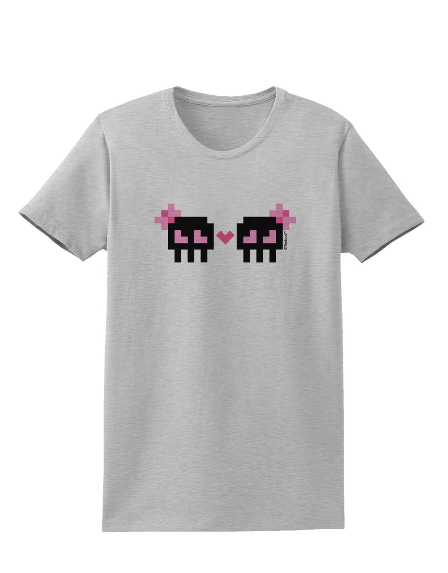 8-Bit Skull Love - Girl and Girl Womens T-Shirt-Womens T-Shirt-TooLoud-White-X-Small-Davson Sales