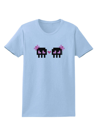 8-Bit Skull Love - Girl and Girl Womens T-Shirt-Womens T-Shirt-TooLoud-Light-Blue-X-Small-Davson Sales