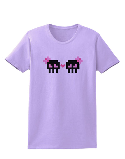 8-Bit Skull Love - Girl and Girl Womens T-Shirt-Womens T-Shirt-TooLoud-Lavender-X-Small-Davson Sales