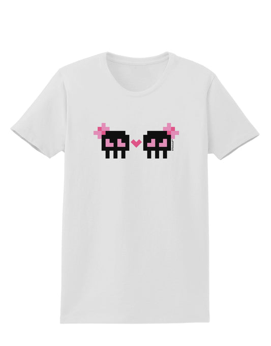 8-Bit Skull Love - Girl and Girl Womens T-Shirt-Womens T-Shirt-TooLoud-White-X-Small-Davson Sales