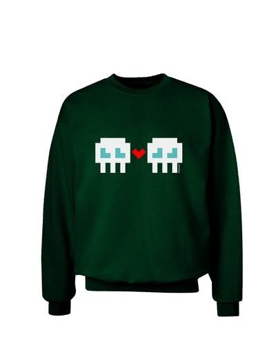 8-Bit Skull Love - Boy and Boy Adult Dark Sweatshirt-Sweatshirts-TooLoud-Deep-Forest-Green-Small-Davson Sales