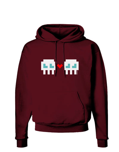 8-Bit Skull Love - Boy and Boy Dark Hoodie Sweatshirt-Hoodie-TooLoud-Maroon-Small-Davson Sales