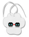 8-Bit Skull Love - Boy and Boy Paw Print Shaped Ornament-Ornament-TooLoud-White-Davson Sales