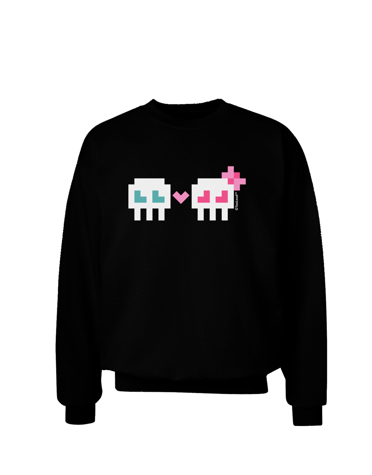 8-Bit Skull Love - Boy and Girl Adult Dark Sweatshirt-Sweatshirts-TooLoud-Black-Small-Davson Sales