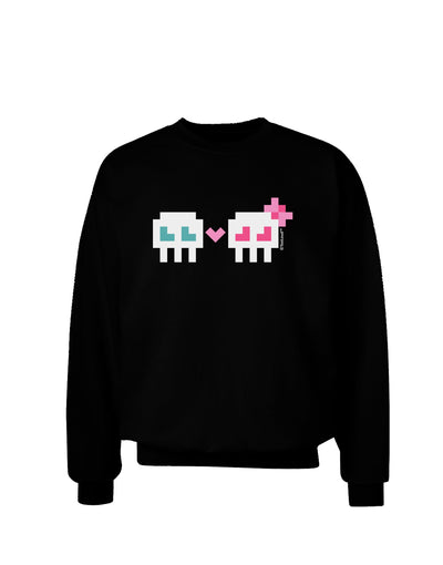 8-Bit Skull Love - Boy and Girl Adult Dark Sweatshirt-Sweatshirts-TooLoud-Black-Small-Davson Sales