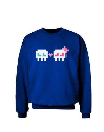 8-Bit Skull Love - Boy and Girl Adult Dark Sweatshirt-Sweatshirts-TooLoud-Deep-Royal-Blue-Small-Davson Sales