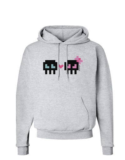 8-Bit Skull Love - Boy and Girl Hoodie Sweatshirt-Hoodie-TooLoud-AshGray-Small-Davson Sales