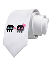 8-Bit Skull Love - Boy and Girl Printed White Necktie