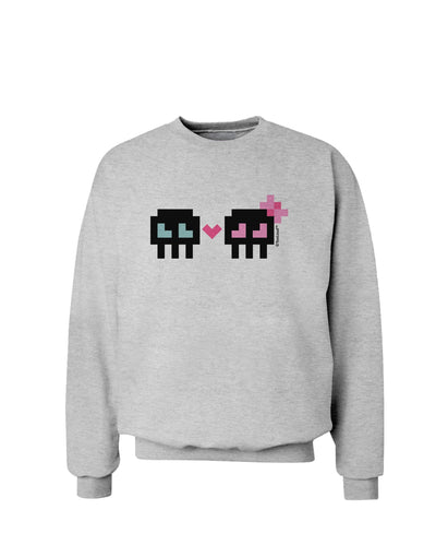 8-Bit Skull Love - Boy and Girl Sweatshirt-Sweatshirts-TooLoud-AshGray-Small-Davson Sales