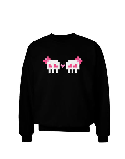 8-Bit Skull Love - Girl and Girl Adult Dark Sweatshirt-Sweatshirts-TooLoud-Black-Small-Davson Sales