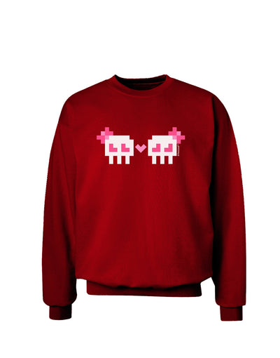 8-Bit Skull Love - Girl and Girl Adult Dark Sweatshirt-Sweatshirts-TooLoud-Deep-Red-Small-Davson Sales