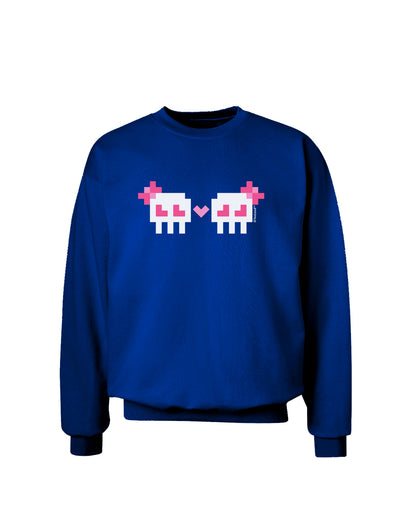 8-Bit Skull Love - Girl and Girl Adult Dark Sweatshirt-Sweatshirts-TooLoud-Deep-Royal-Blue-Small-Davson Sales