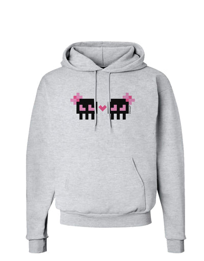 8-Bit Skull Love - Girl and Girl Hoodie Sweatshirt-Hoodie-TooLoud-AshGray-Small-Davson Sales