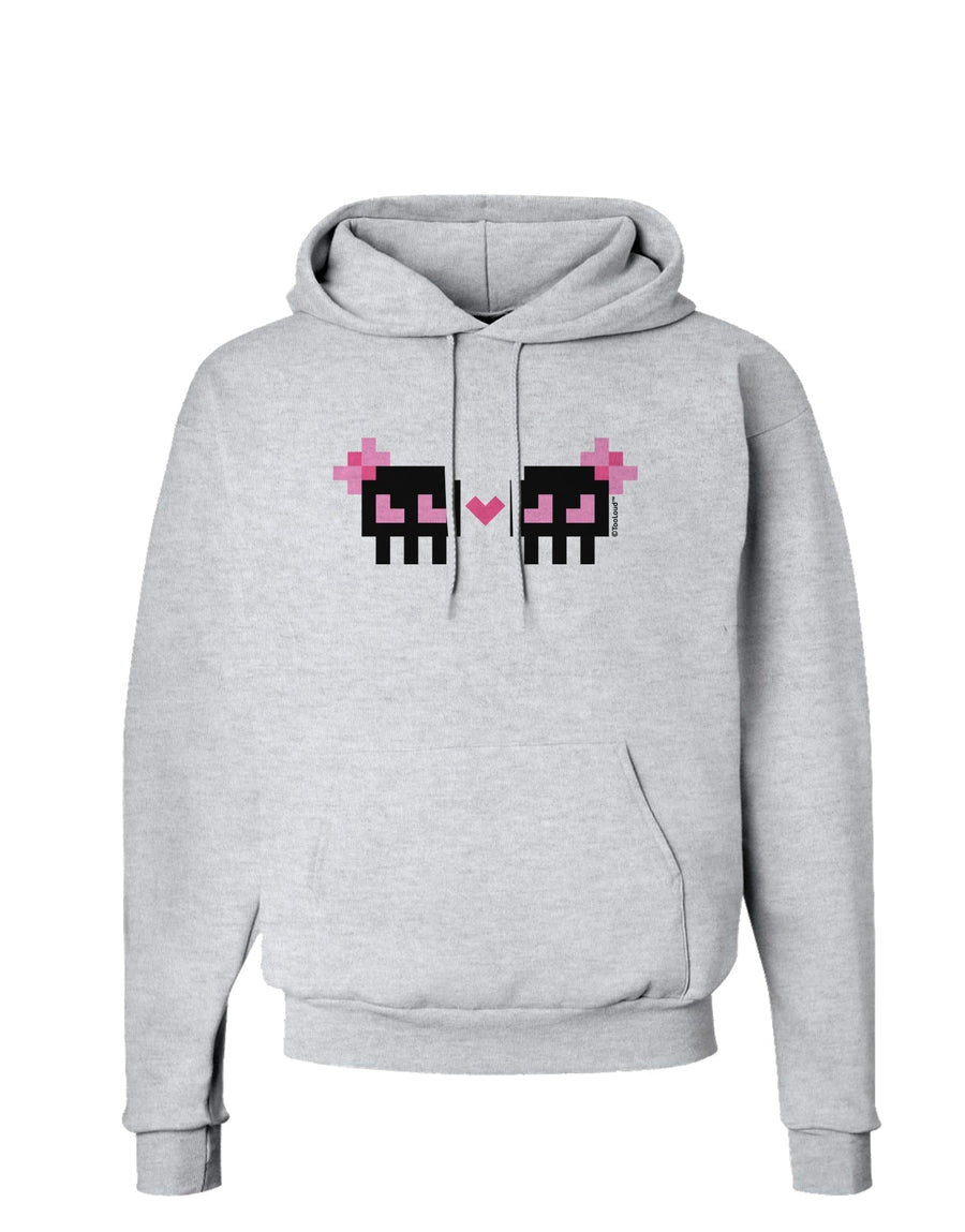 8-Bit Skull Love - Girl and Girl Hoodie Sweatshirt-Hoodie-TooLoud-White-Small-Davson Sales