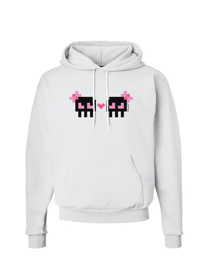 8-Bit Skull Love - Girl and Girl Hoodie Sweatshirt-Hoodie-TooLoud-White-Small-Davson Sales