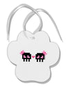 8-Bit Skull Love - Girl and Girl Paw Print Shaped Ornament-Ornament-TooLoud-White-Davson Sales