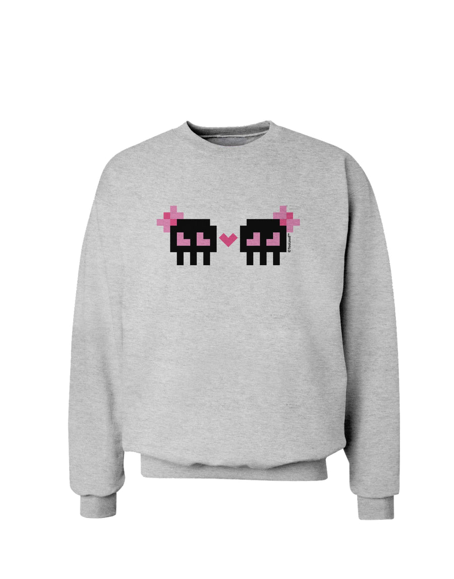 8-Bit Skull Love - Girl and Girl Sweatshirt-Sweatshirts-TooLoud-White-Small-Davson Sales