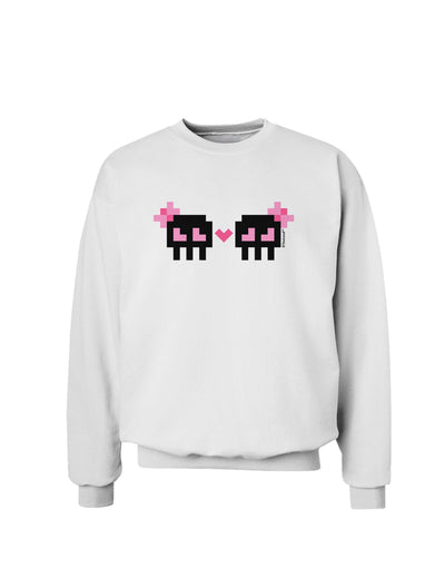 8-Bit Skull Love - Girl and Girl Sweatshirt-Sweatshirts-TooLoud-White-Small-Davson Sales