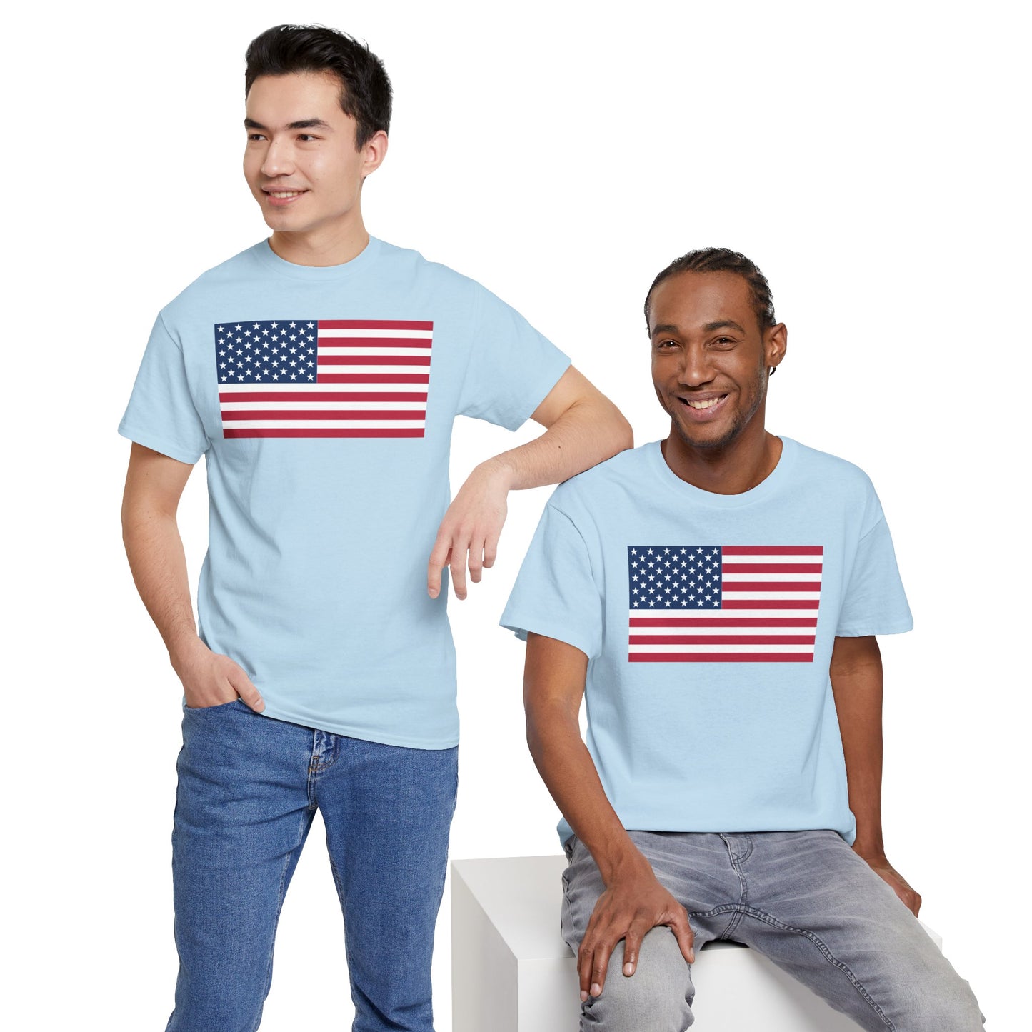 Patriotic American Flag Adult Cotton T-Shirt by TOOLOUD