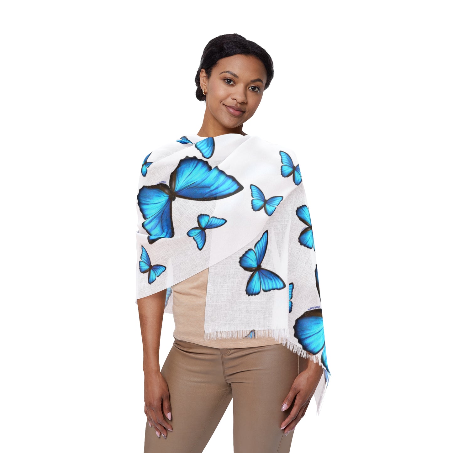 Light Scarf Blue Butterfly Print