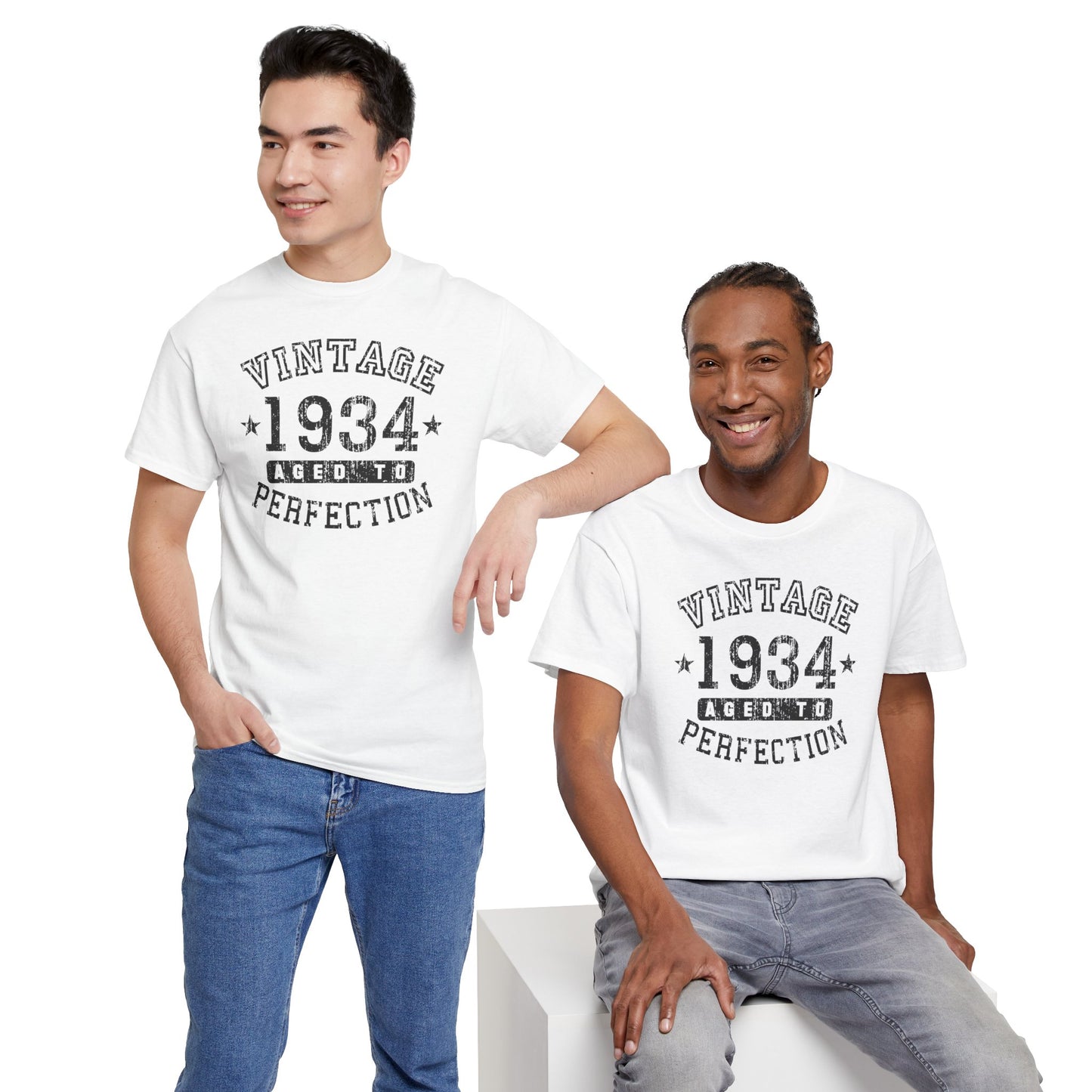 1934 - Adult Unisex Vintage Birth Year Aged to Perfection Birthday T-Shirt by TOOLOUD