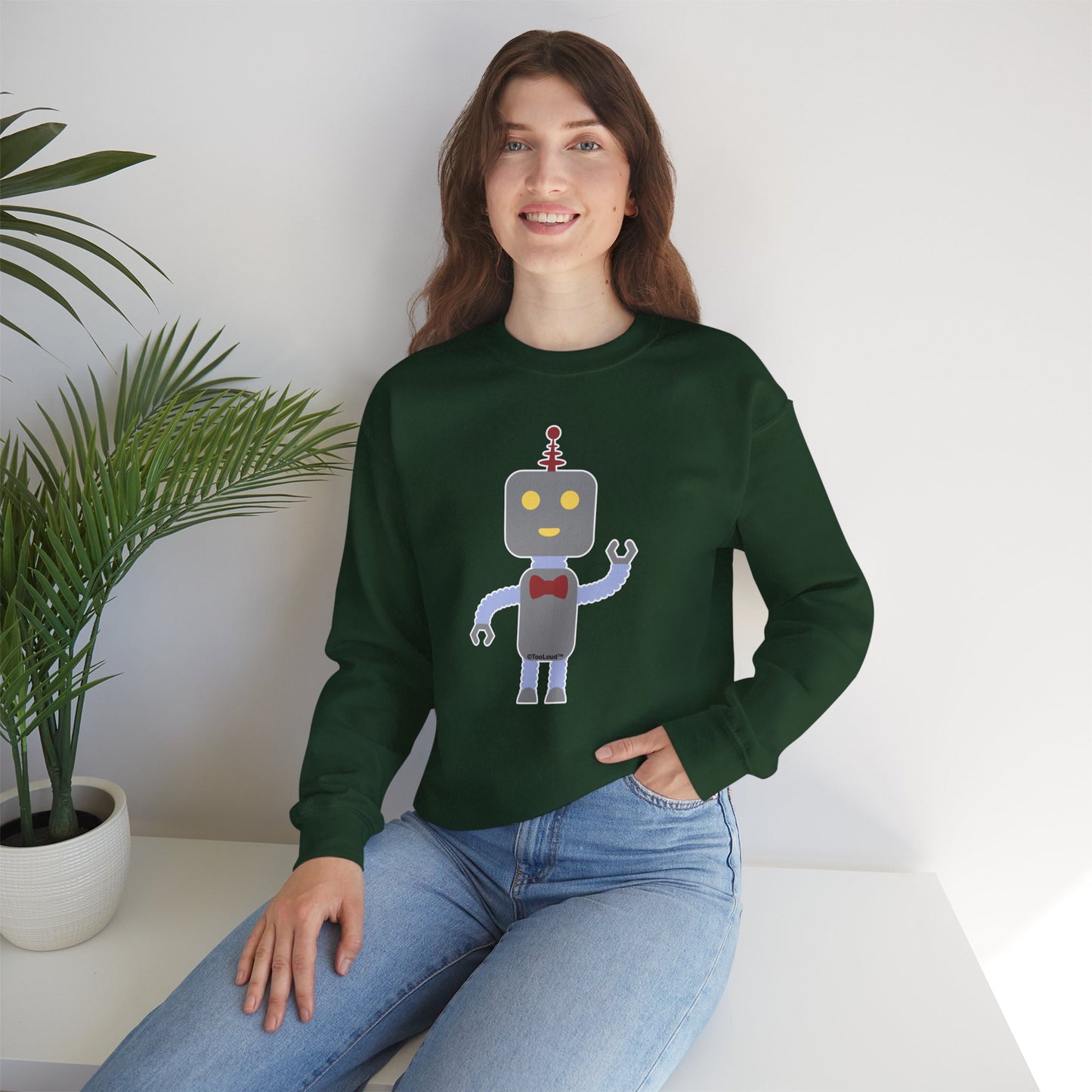 Cute Robot Male Adult Dark Sweatshirt by TOOLOUD