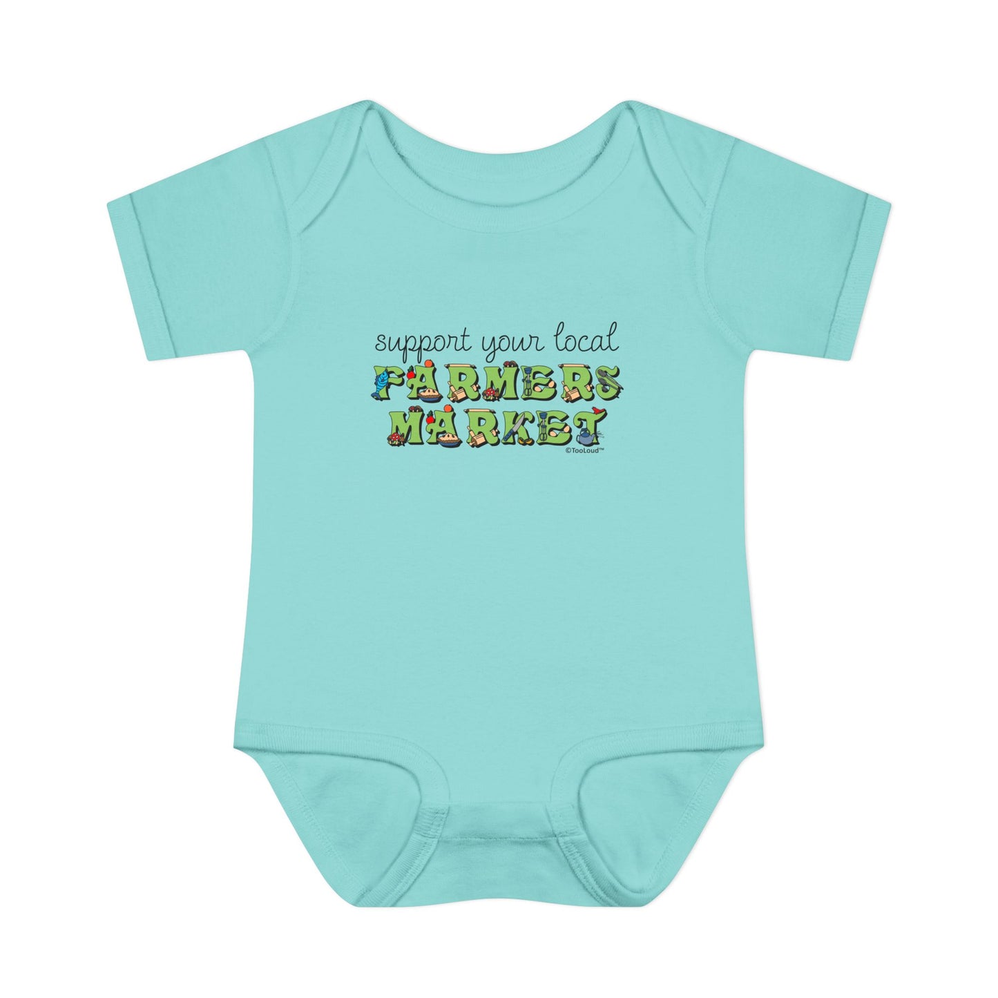 Support Your Local Farmers Market – Color Baby Romper Bodysuit by TOOLOUD