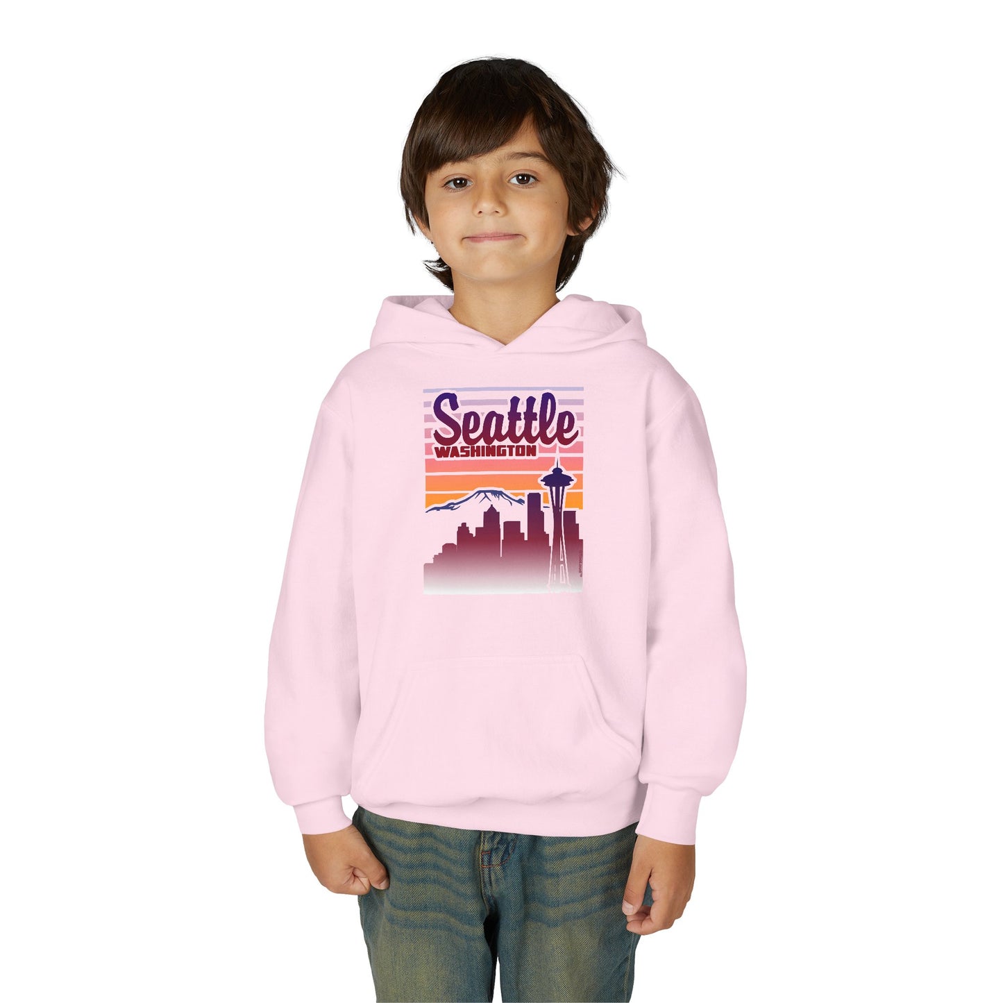 Seattle Washington Sunset Youth Children's Hoodie by TOOLOUD