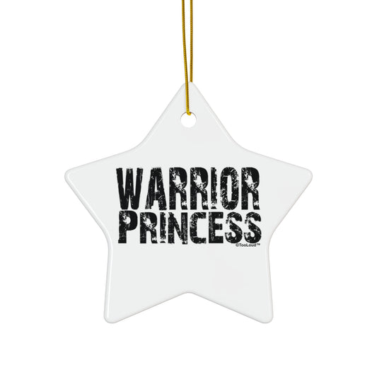 Warrior Princess Black and White Holiday Ornament – Available in 4 Shapes by TOOLOUD
