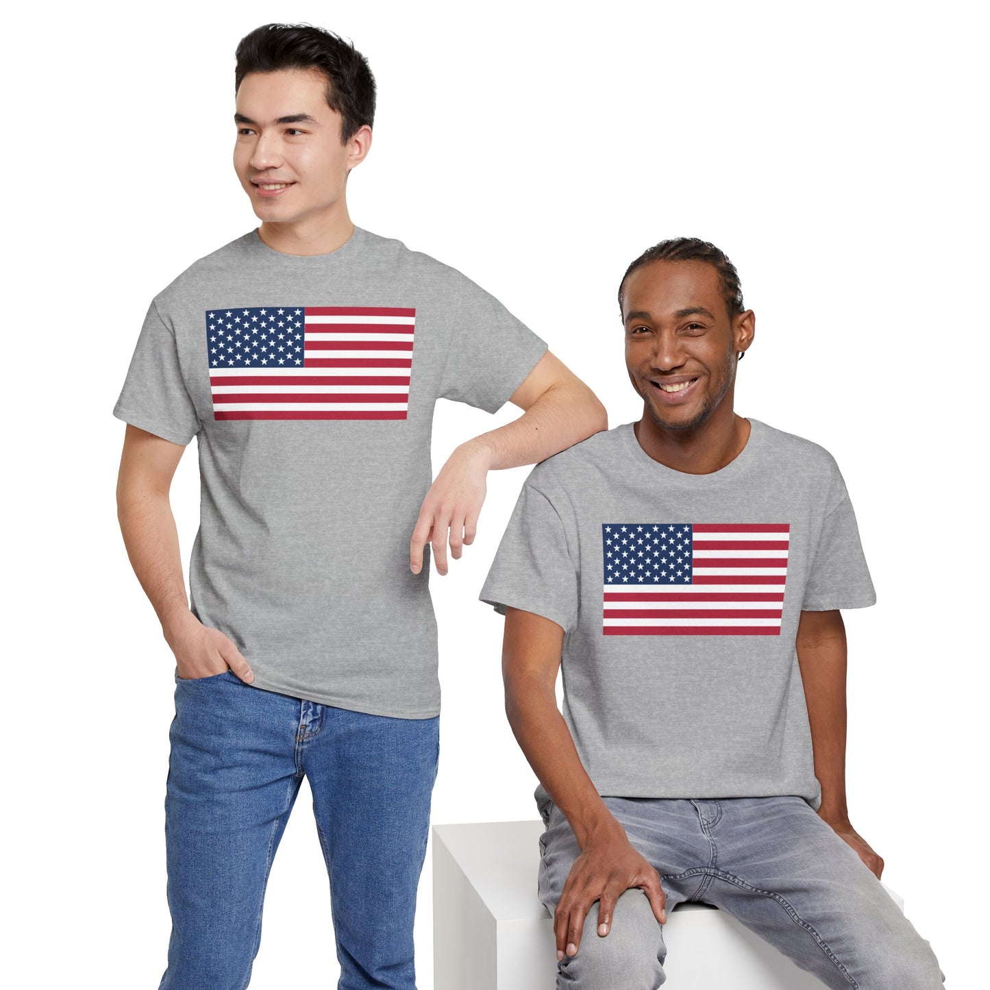 Patriotic American Flag Adult Cotton T-Shirt by TOOLOUD