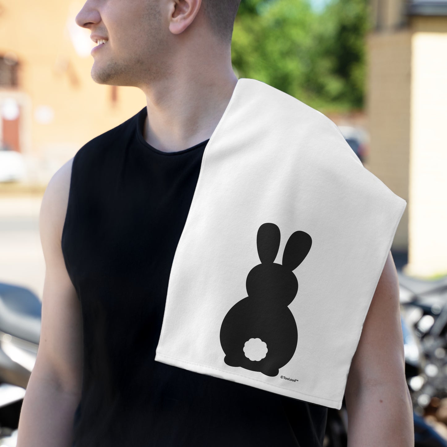 Cute Bunny Silhouette with Tail 11" x 18" Dish Fingertip Sport Towel by TOOLOUD