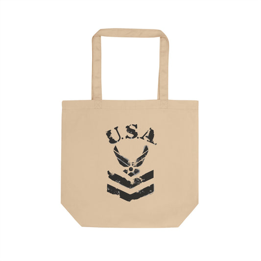 USA Military Air Force Stencil Logo Large Grocery Tote Bag – Natural / Large by TOOLOUD