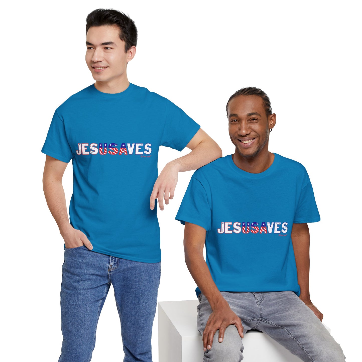 JesUSAves - Jesus Saves USA Design Adult Dark T-Shirt by TOOLOUD