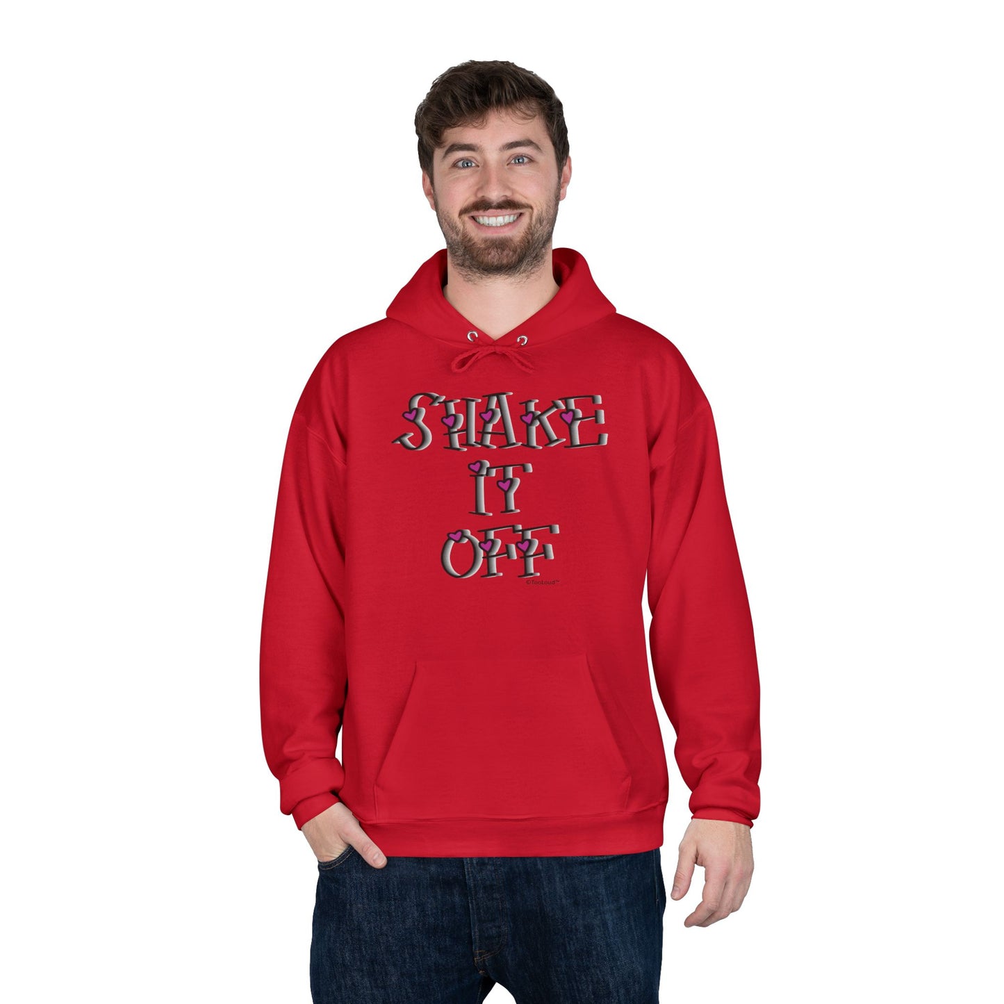 Shake It Off Text Cute with Hearts Hoodie Sweatshirt by TOOLOUD