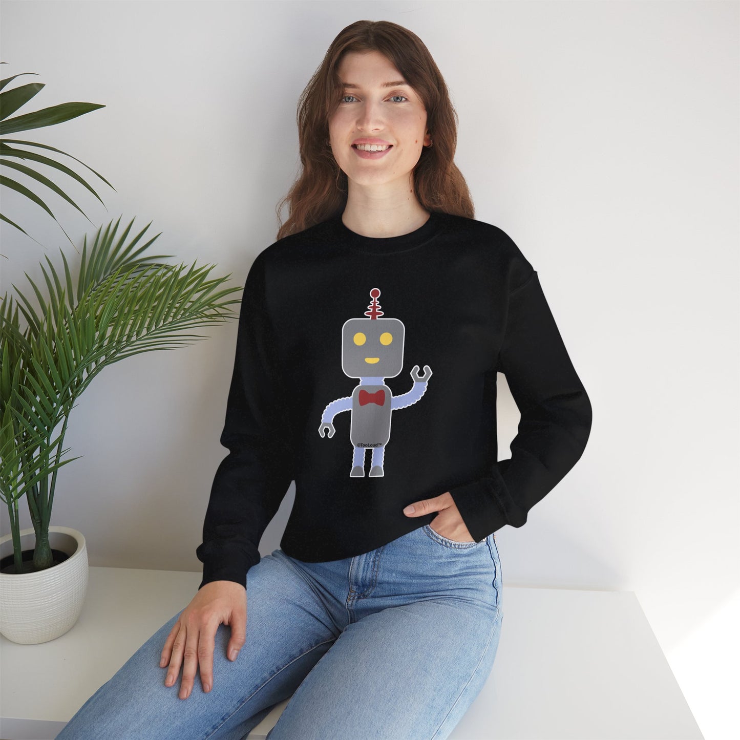 Cute Robot Male Adult Dark Sweatshirt by TOOLOUD