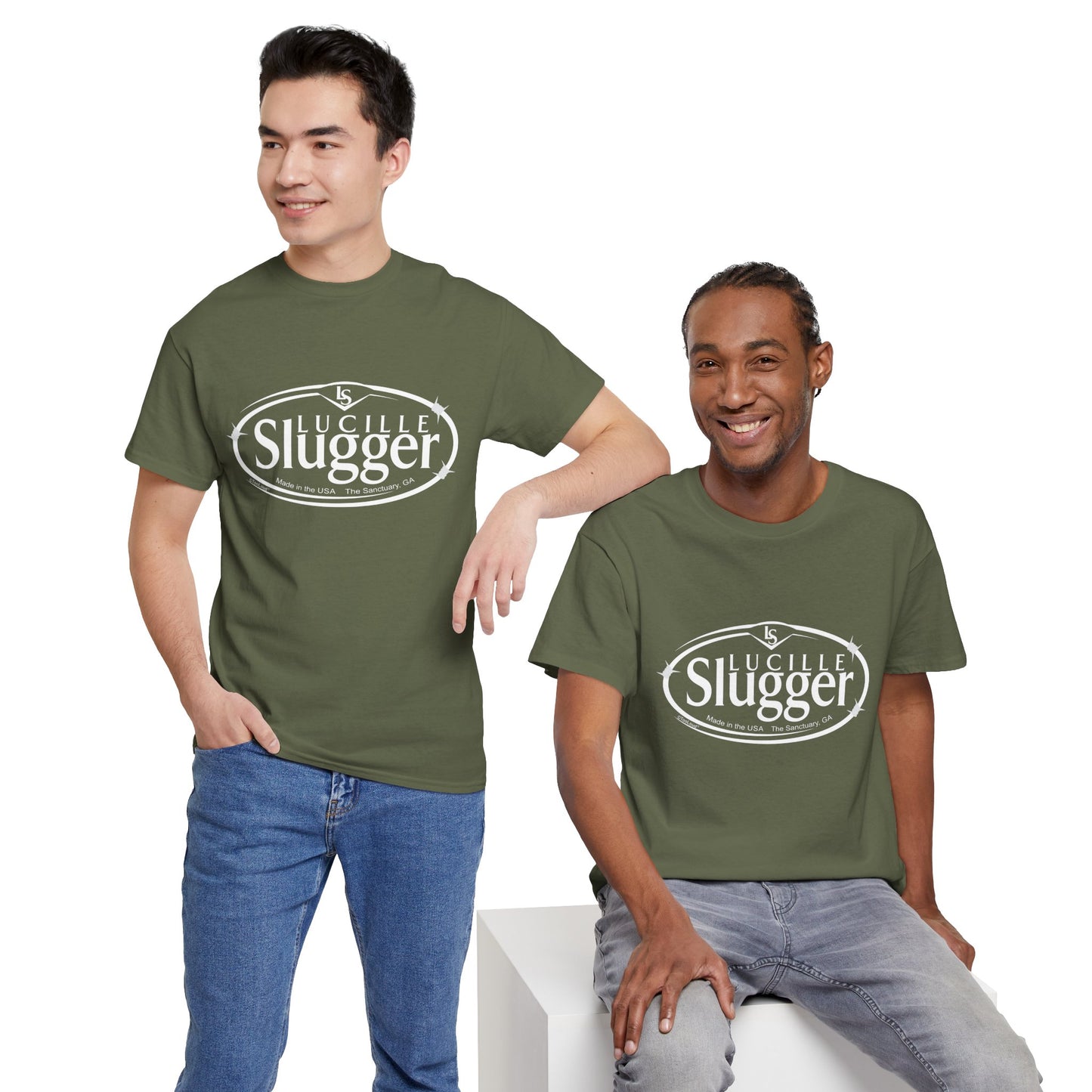 Lucille Slugger Logo Adult Dark T-Shirt by TOOLOUD